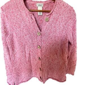 Heather Pink LL Bean Preppy Cardigan Sweater Cottage core M